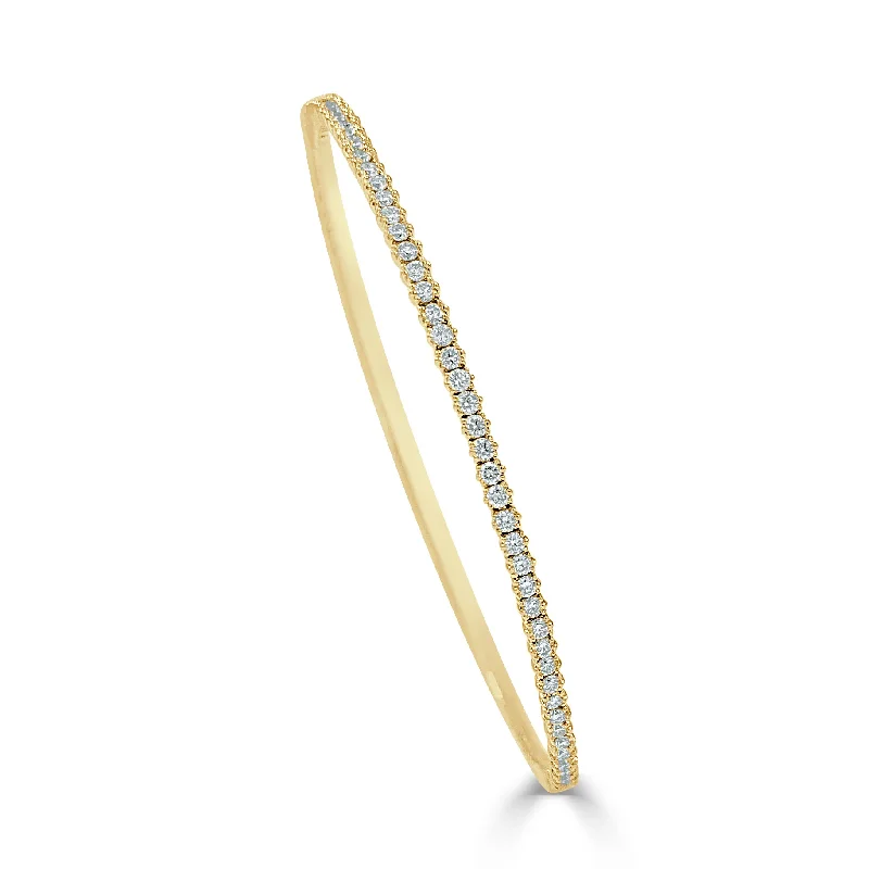 Best bangle bracelets with natural wood for a unique and earthy aesthetic-Diamond Petite Half Eternity Flexible Bangle in 14K Yellow Gold