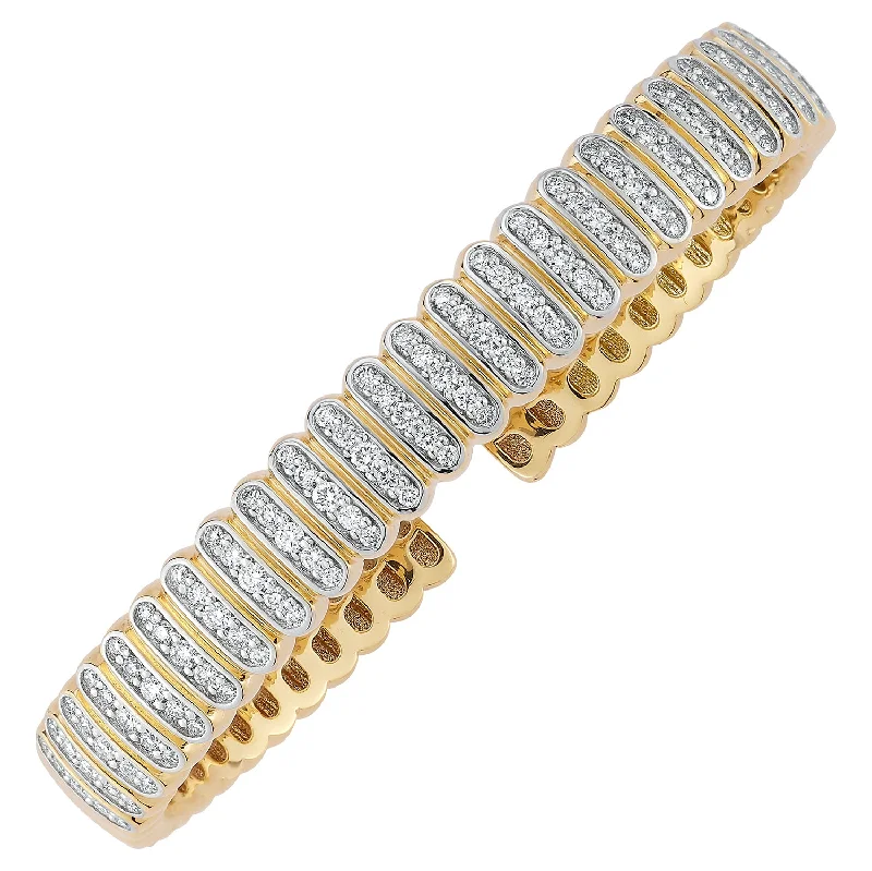 Sleek bangle bracelets with modern metallic finishes for a polished, chic design-Diamond Rivet Bangle in 14K Two Tone Gold