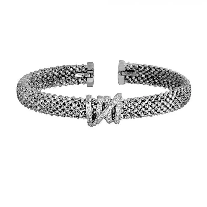 Best bangle bracelets with thin, delicate chains for an understated, sophisticated look-Diamond Tally Cuff Bangle in Sterling Silver