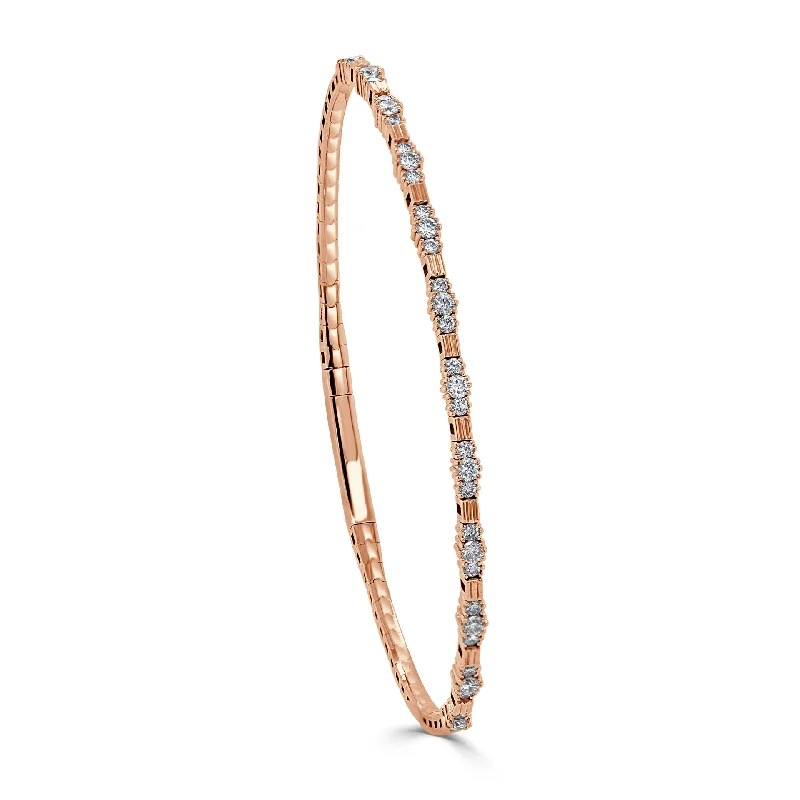 Best bangle bracelets with nature-inspired designs like leaves and flowers-Diamond Three Section Flexible Bangle in 14K Rose Gold