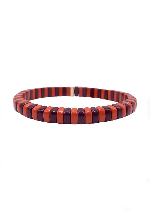 Stacked bangle bracelets with alternating textures for a dynamic, trendy look-Duet Single Bracelet - Cinnamon