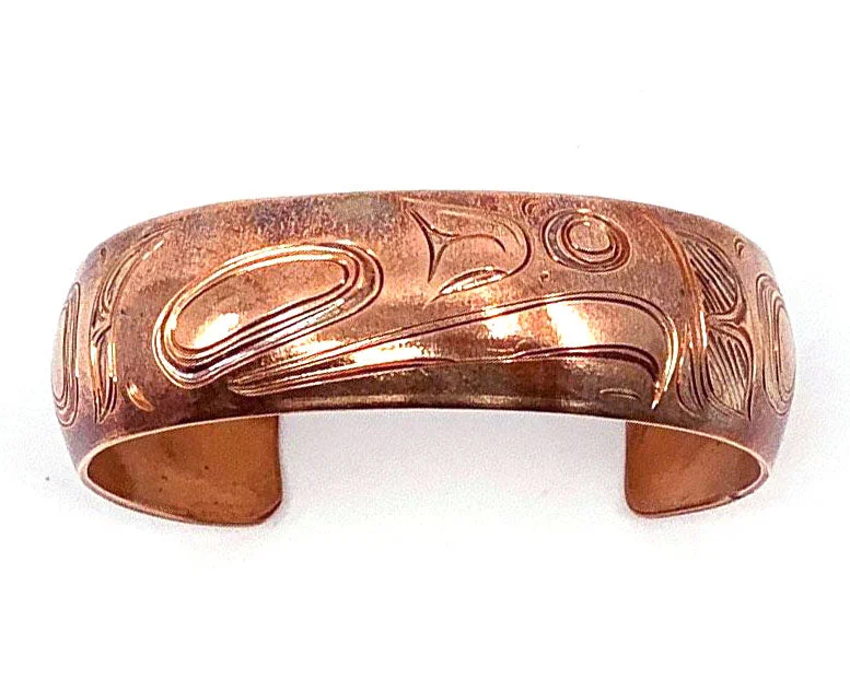 Elegant bangle bracelets with diamond-cut designs for added sparkle and elegance-Bracelet- N. Galanin, Heat treated Copper, Eagle, 3/4"