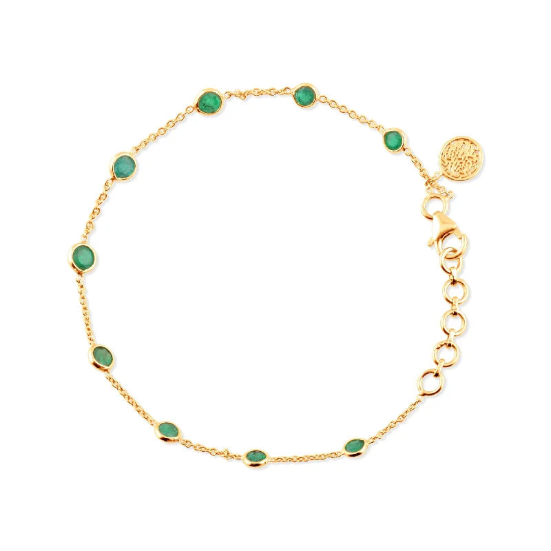 Best bangle bracelets with minimalist geometric designs for a contemporary, edgy look-Emerald Round Bracelet In 18K Yellow Gold