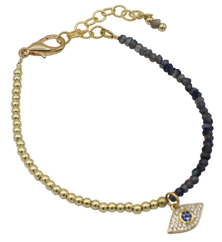 Best bangle bracelets with minimalist geometric designs for a contemporary, edgy look-Evil Eye Hand Beaded Bracelet