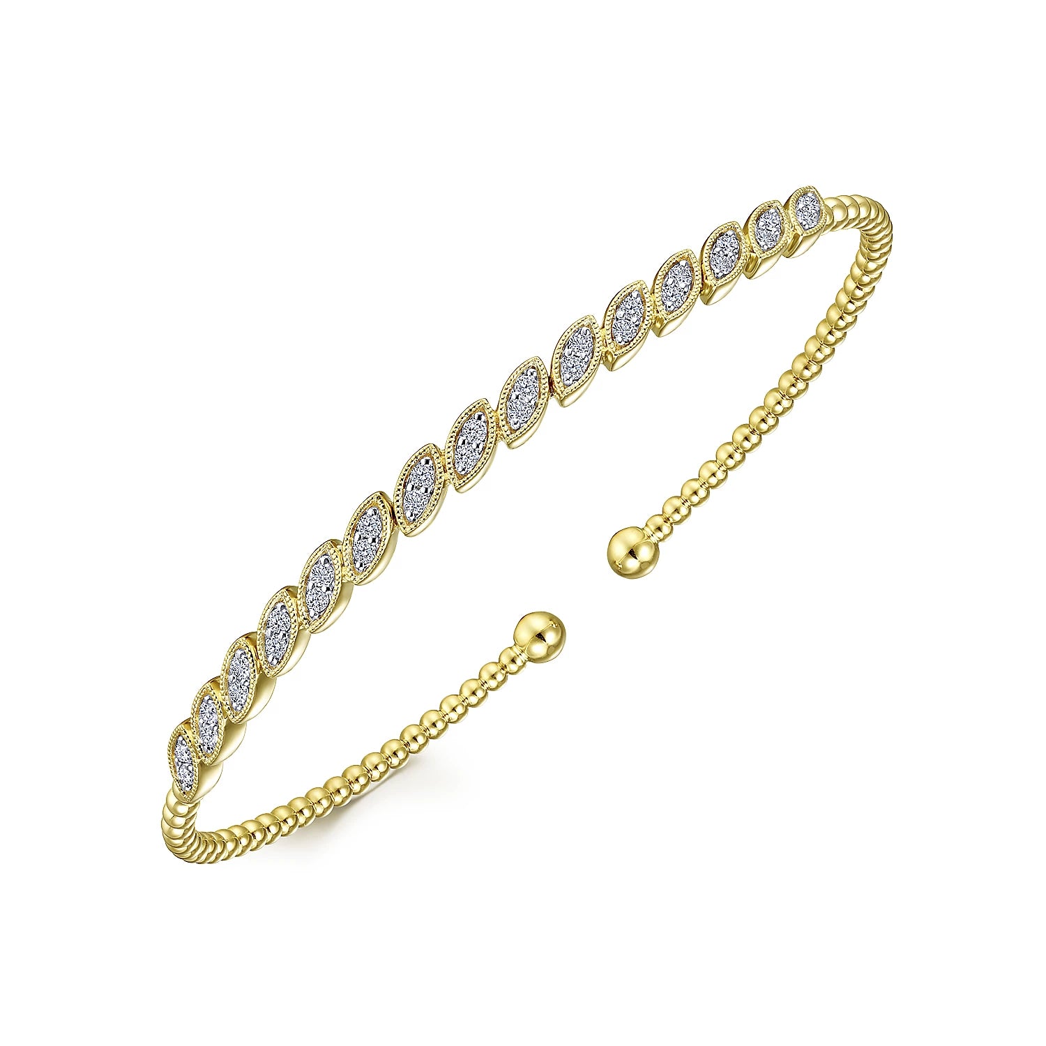 Bangle bracelets with enamel inlay designs for a colorful and eye-catching appearance-Eyelet Diamond Bangle in 14K Yellow Gold