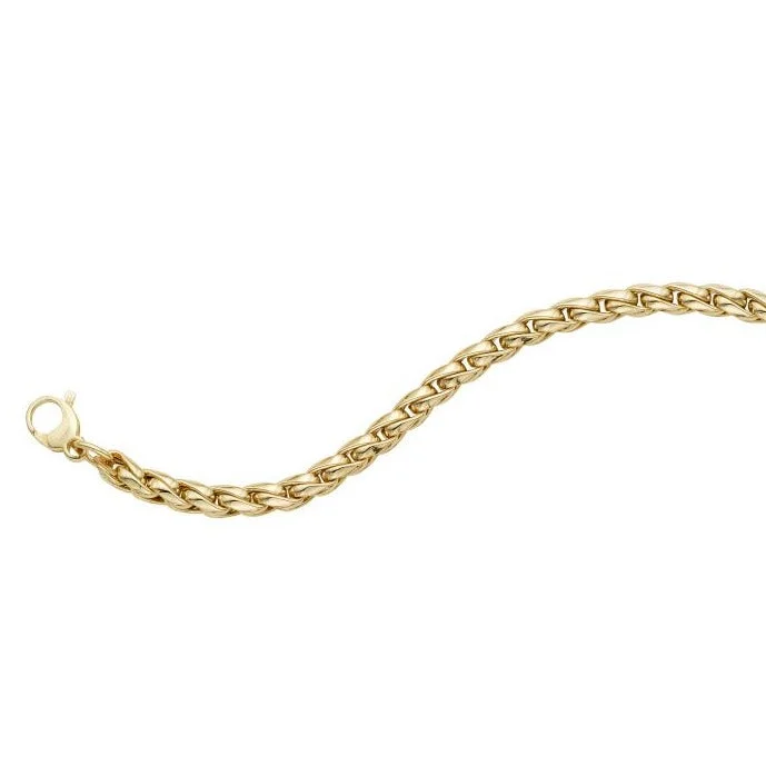 Best bangle bracelets with unique stone inlays for a one-of-a-kind accessory-Fancy Round Curb Chain Bracelet in 14K Yellow Gold