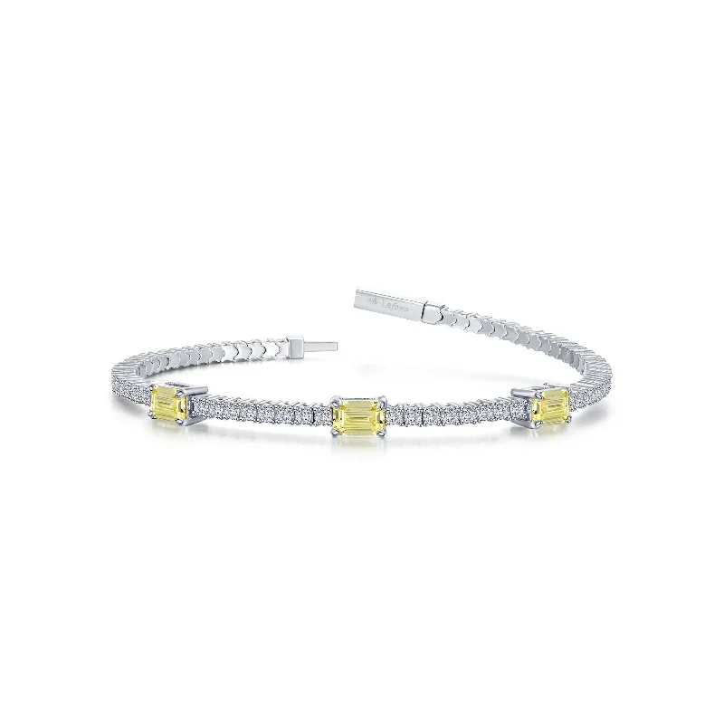 Best bangle bracelets with engraved initials for a personalized and meaningful gift-Flexible Canary Station Bracelet in Sterling Silver