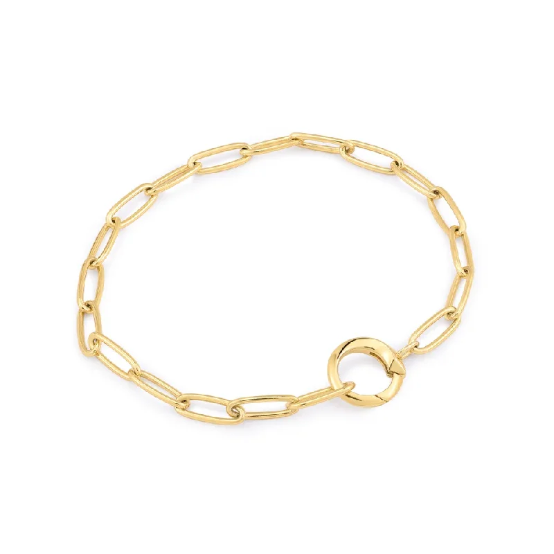 Best bangle bracelets with gold-filled material for an affordable luxury option-Gold Link Charm Chain Connector Bracelet