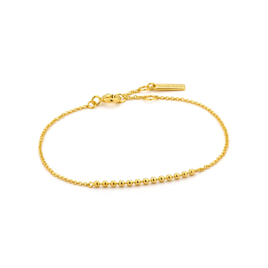 Bangle bracelets with braided leather straps for a chic, rustic vibe-Gold Modern Multiple Balls Bracelet in Sterling Silver