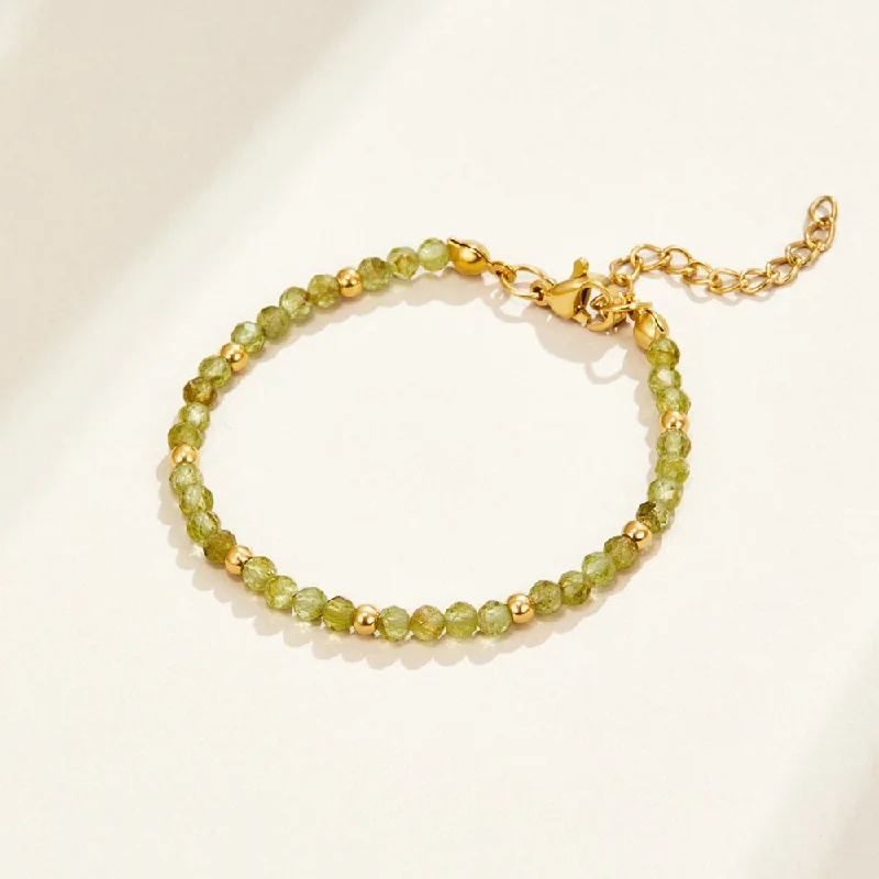 Unique bangle bracelets with colorful enamel designs for a vibrant and playful look-Green Peridot Bead Bracelet