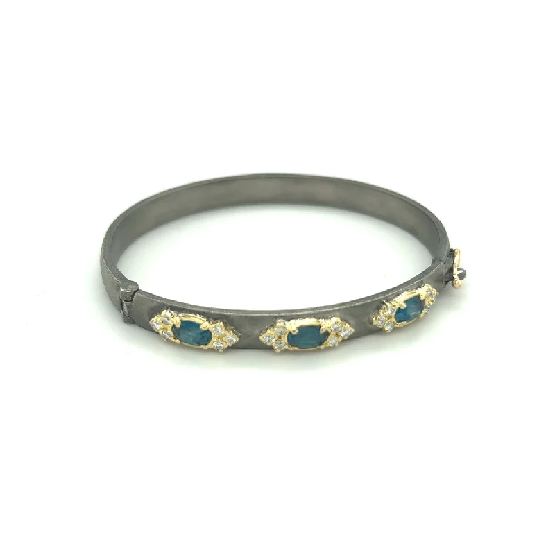 Best bangle bracelets with rustic copper for a unique, earthy style-Huggie Bracelet with London Blue Topaz and Diamonds