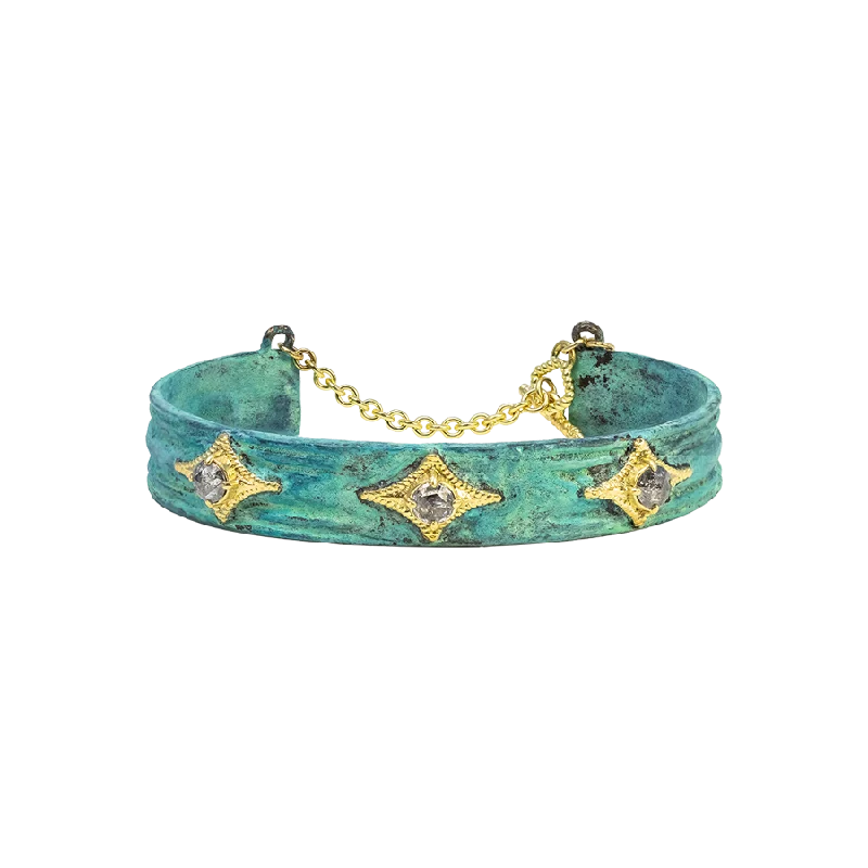 Lightweight bangle bracelets with subtle shimmer for an understated yet elegant look-Artifact Teal Patina Bracelet