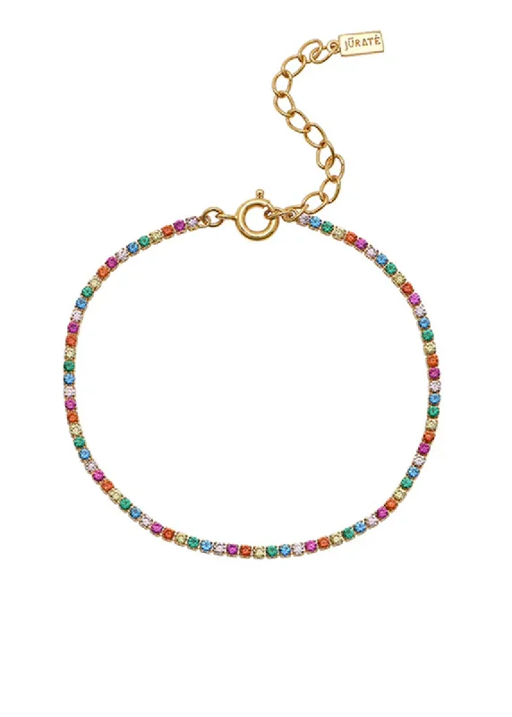 Best bangle bracelets with twisted rope designs for a textured, nautical-inspired look-Holiday Tennis Bracelet - Rainbow