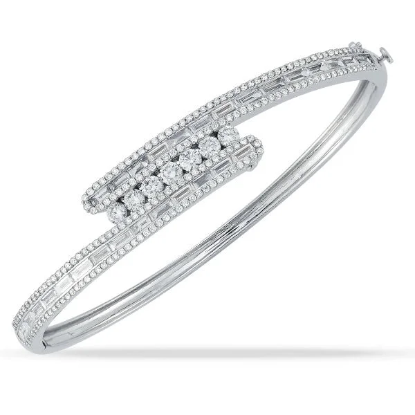 Best bangle bracelets with sapphire stones for an elegant and rich pop of color-Lab Grown Diamond Bypass Bangle in 14K White Gold