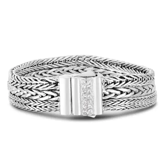 Best bangle bracelets with hand-crafted details for a unique and artisanal touch-Multi-Strand Italian Cable Bracelet in Sterling Silver