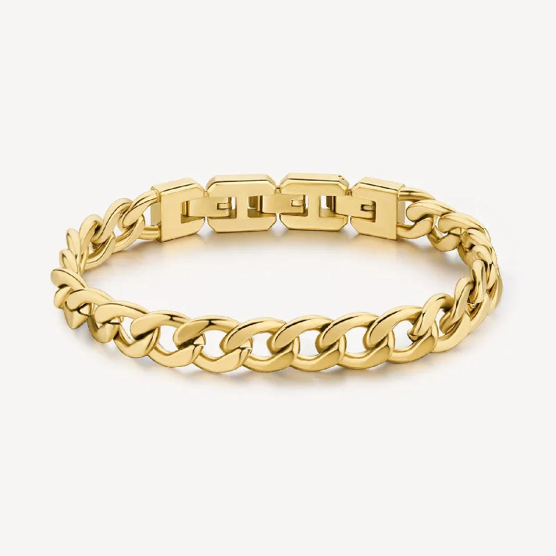 Best bangle bracelets with silver-plated finishes for an affordable and stylish accessory-Open Curb Link Bracelet in Gold Plated Stainless Steel