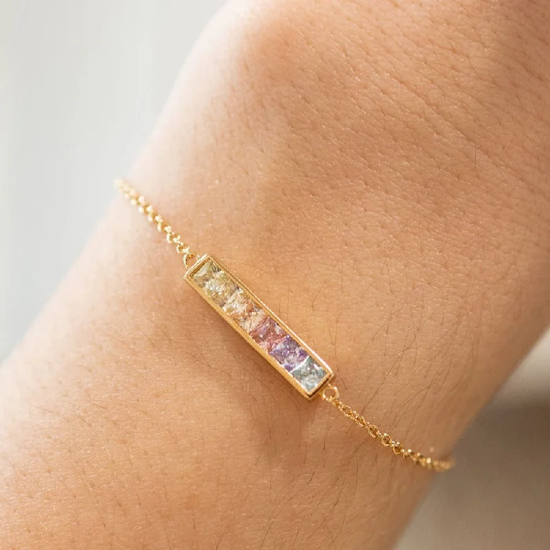 Best bangle bracelets with gold-plated finishes for an affordable luxury option-Pastel Ombre Bar Bracelet in Gold