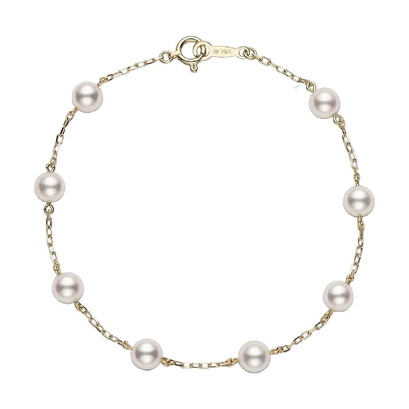 Best bangle bracelets with pastel enamel for a soft and delicate aesthetic-Akoya Cultured Pearl Station Everyday Essentials Bracelet (6-5.5mm A+)