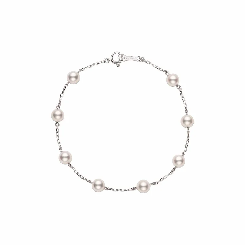 Oversized bangle bracelets with unique textures for a statement-making accessory-Akoya Cultured Pearl Station Everyday Essentials Bracelet (6.5-6mm A+)