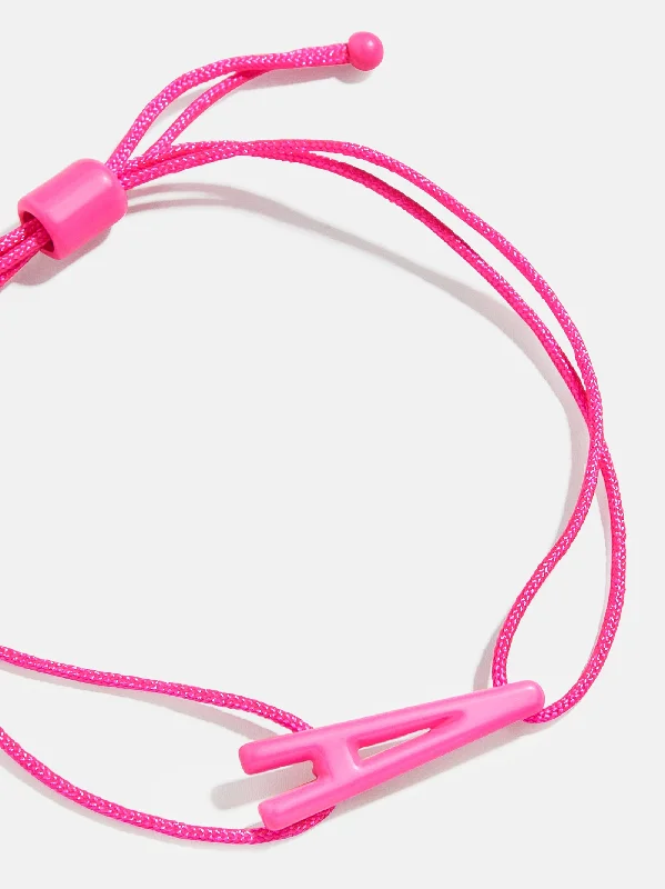 Bangle bracelets with hand-painted designs for an artistic and colorful look-East West Initial Cord Bracelet - Hot Pink