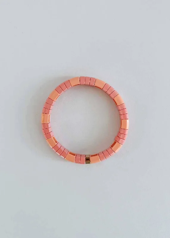 Best bangle bracelets with minimalist geometric designs for a contemporary, edgy look-Rounded Single Bracelet - Peaches