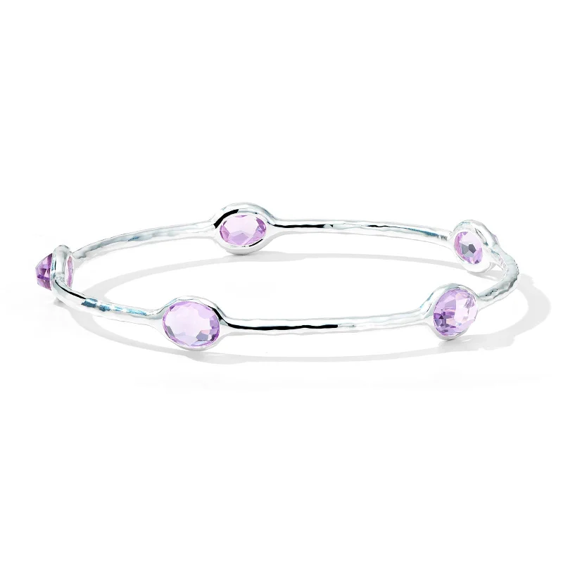 Best bangle bracelets with bright enamel colors for a fun and youthful style-5-Stone Bangle in Amethyst