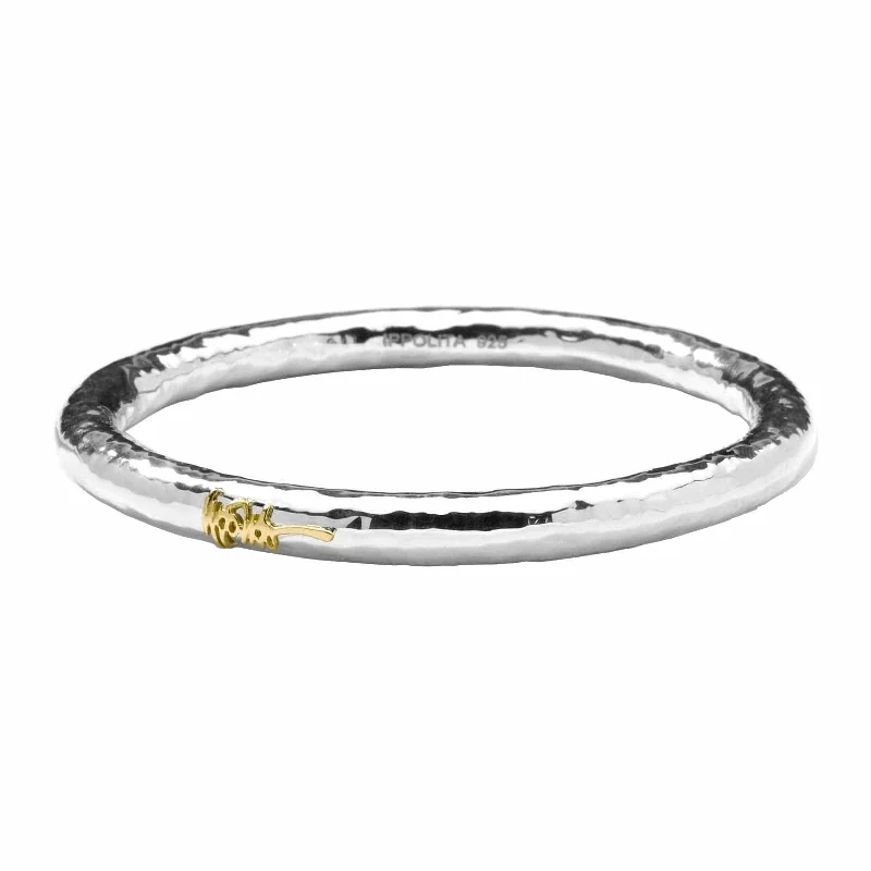 Vintage-inspired bangle bracelets with antique finishes for a retro, nostalgic style-Hammered Signature Bangle