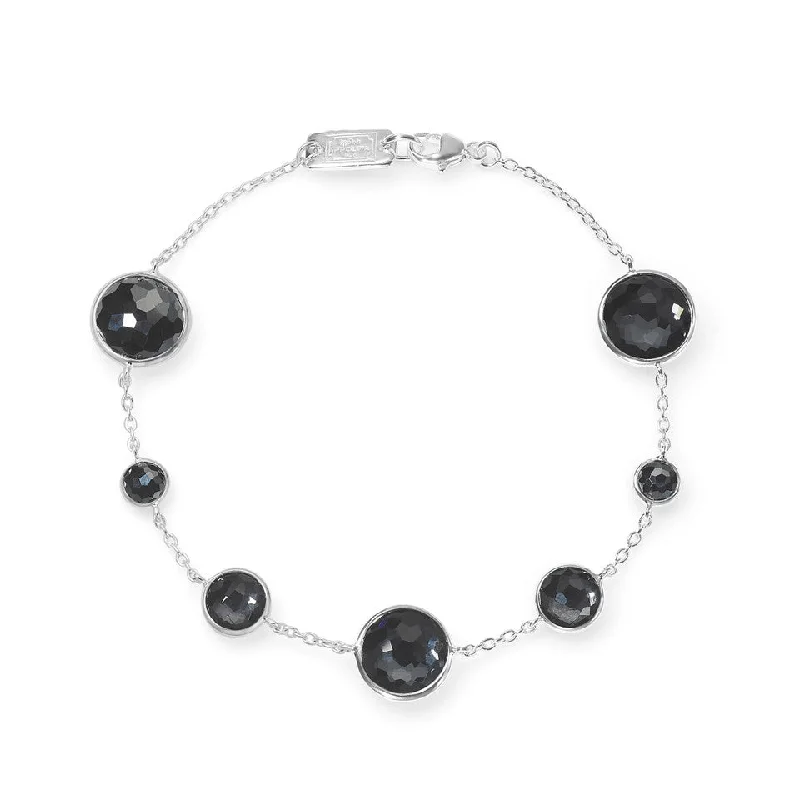 Vintage-inspired bangle bracelets with etched detailing for a timeless, antique look-Clear Quartz/Hematite Lollipop 7 Stone Link Bracelet