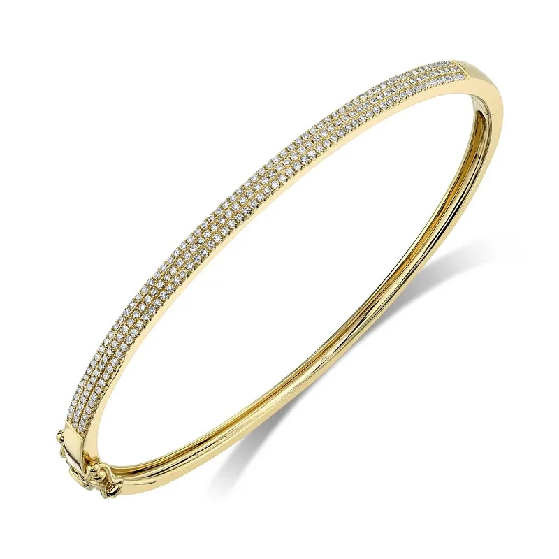 Best bangle bracelets with gold-plated finishes for an affordable luxury option-Diamond Hinged Bangle