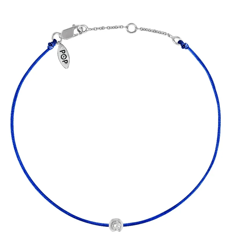 Best bangle bracelets with crystal inlays for a sparkling, glamorous appearance-Silver Bezel - Cobalt Blue Cord Bracelet