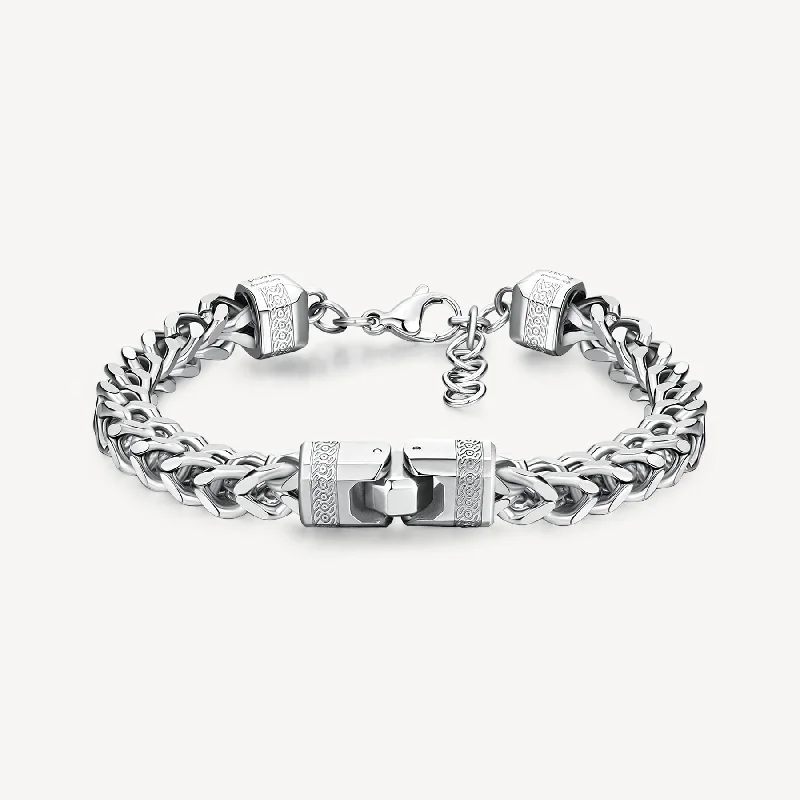 Best bangle bracelets with engraved initials for a personalized and meaningful gift-Square Knocker Bracelet in Stainless Steel