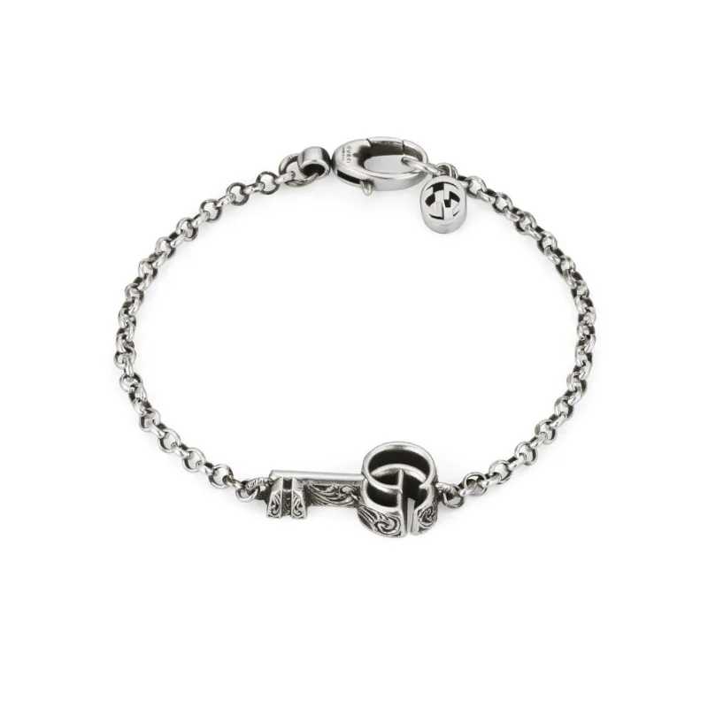 Vintage-inspired bangle bracelets with antique finishes for a retro, nostalgic style-Double G Key Bracelet