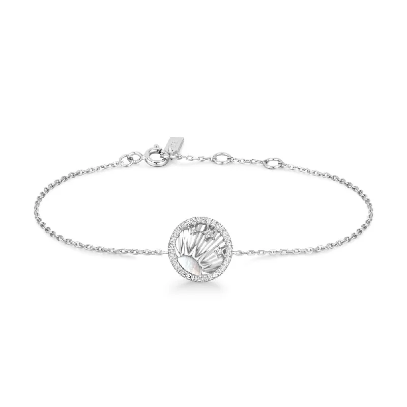 Best bangle bracelets with adjustable sizes for a comfortable and perfect fit-Sun & Star Disc Bracelet in Sterling Silver