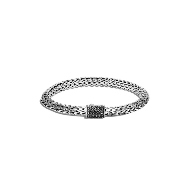 Stainless steel bangle bracelets with polished finishes for a sleek and durable design-Tiga Classic Chain Bracelet with Black Sapphire