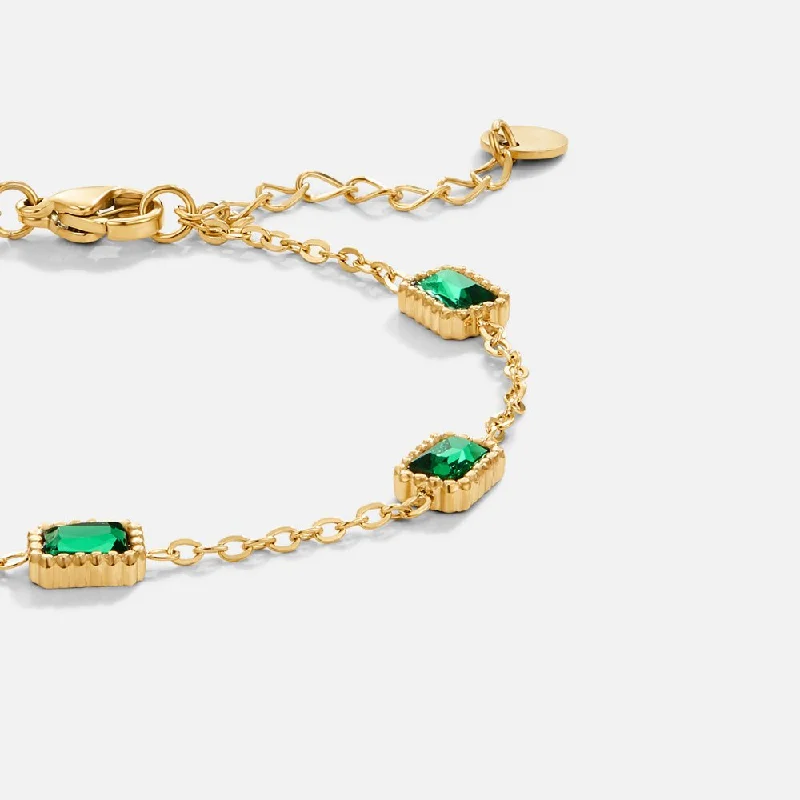 Oversized bangle bracelets with unique textures for a statement-making accessory-Trinity Emerald Bracelet