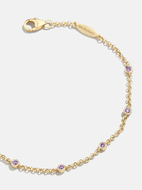 Bangle bracelets with colorful gemstone accents for a fun and vibrant pop of color-Yasmine 18K Birthstone Bracelet - Amethyst