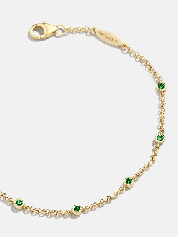 Best bangle bracelets with vibrant stones for a rich and colorful appearance-Yasmine 18K Birthstone Bracelet - Emerald