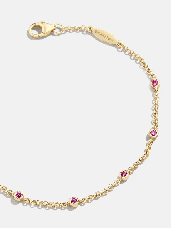 Bangle bracelets with polished marble inlays for a chic and trendy appearance-Yasmine 18K Birthstone Bracelet - Ruby